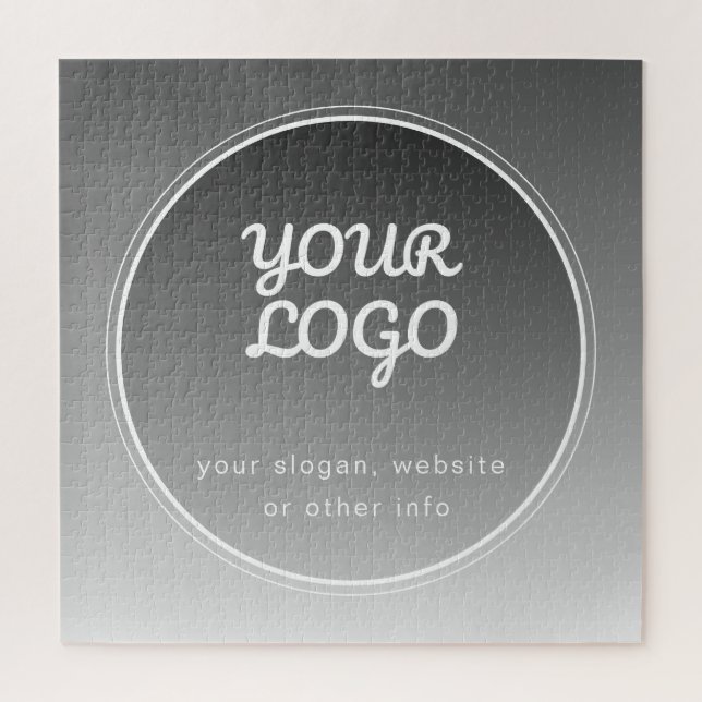 Your Logo & Editable Text | Dark Grey Gradient  Jigsaw Puzzle (Vertical)