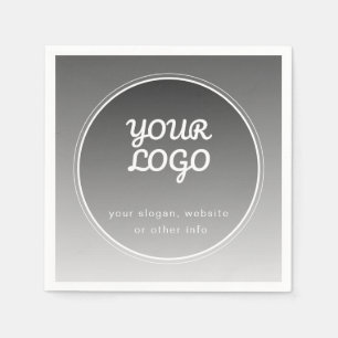 Your Logo & Editable Text Dark Grey Gradient Napkin