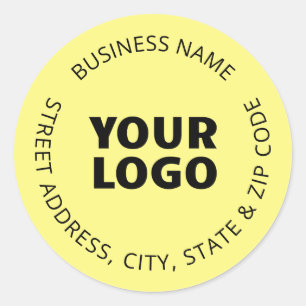 Your Logo & Editable Text Light Yellow Classic Round Sticker