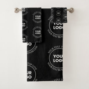 Your Logo & Editable Text Repeating Pattern Bath Towel Set