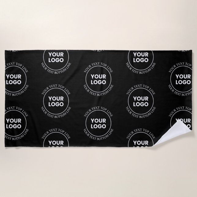 Your Logo & Editable Text | Repeating Pattern  Beach Towel (Front)