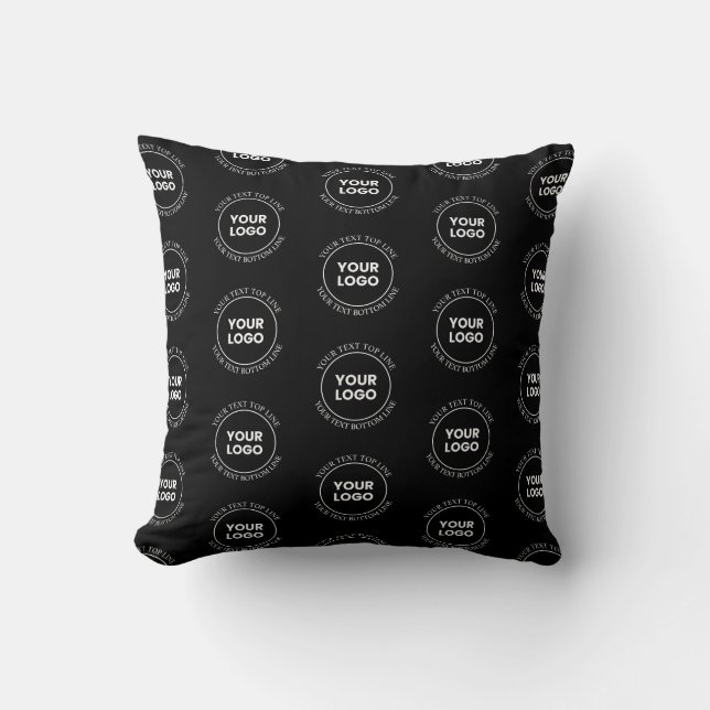 Your Logo & Editable Text | Repeating Pattern  Cushion (Front)