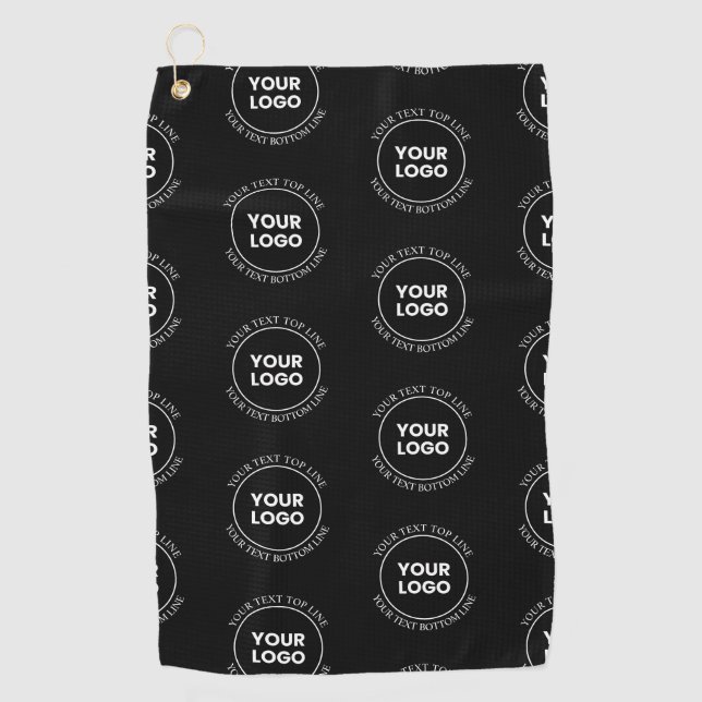 Your Logo & Editable Text | Repeating Pattern  Golf Towel (Front)