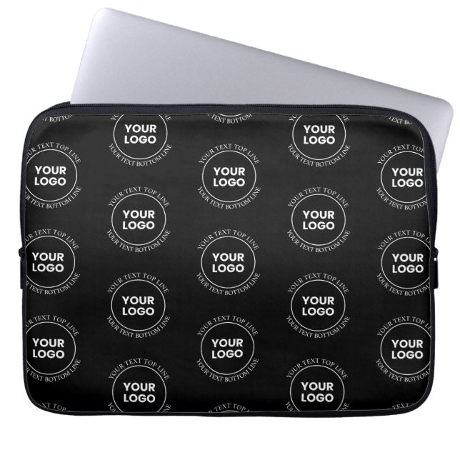 Your Logo & Editable Text | Repeating Pattern  Laptop Sleeve (Front)