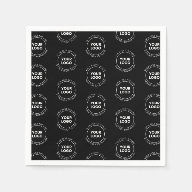Your Logo & Editable Text | Repeating Pattern  Napkin (Front)