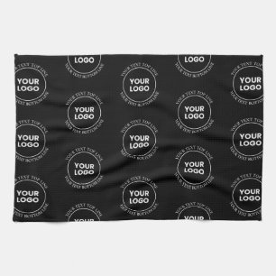 Your Logo & Editable Text   Repeating Pattern  Tea Towel