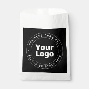 Your Logo & Editable Text Template Black & White Favour Bags