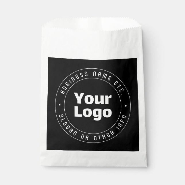 Your Logo & Editable Text Template | Black & White Favour Bags (Front)