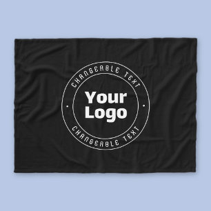 Your Logo & Editable Text Template Black & White Fleece Blanket
