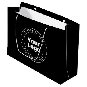 Your Logo & Editable Text Template Black & White Large Gift Bag
