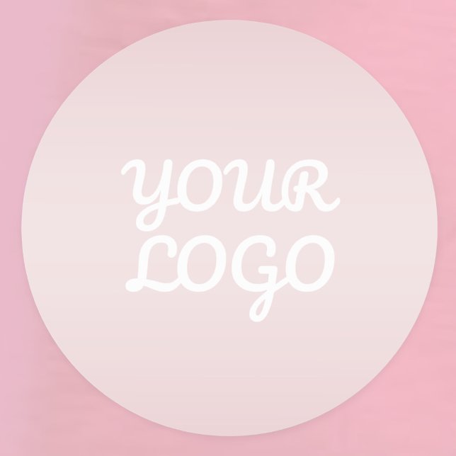 Your Logo & Elegant Modern Blush Pink Ombre Classic Round Sticker (Creator Uploaded)