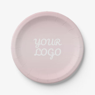 Your Logo & Elegant Modern Blush Pink Ombre Paper Plate