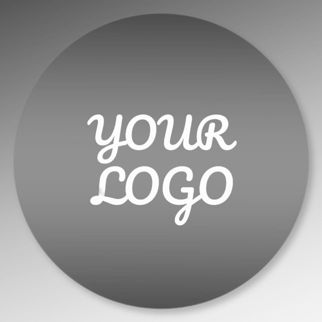 Your Logo & Elegant Modern Dark Grey Ombre Classic Round Sticker (Creator Uploaded)