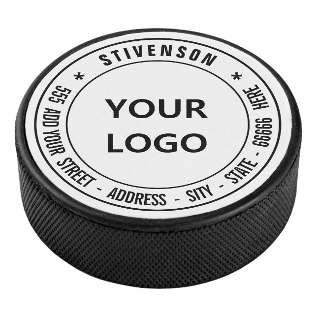 Your Logo Family Name and Address or Custom Text Hockey Puck (3/4)