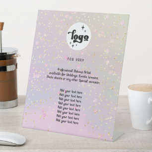your logo faux glitter flyer pedestal sign
