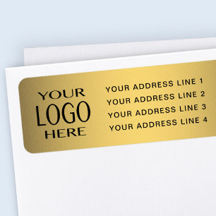 YOUR LOGO   Faux Gold Return Address Label