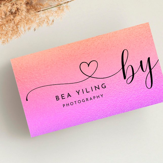 Your Logo Faux Ombre Miami Foil Modern Business Card (Creator Uploaded)
