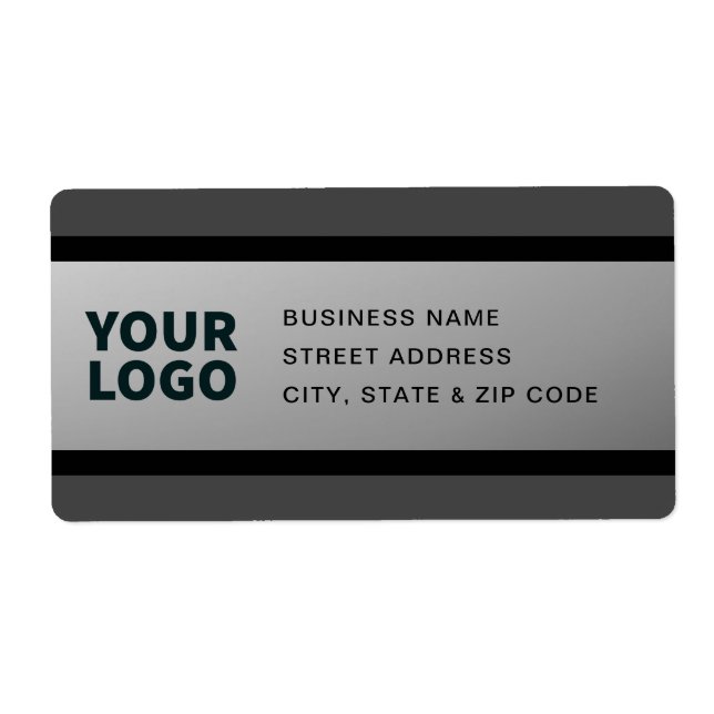 YOUR LOGO Faux Silver Black & Grey Return Address (Front)
