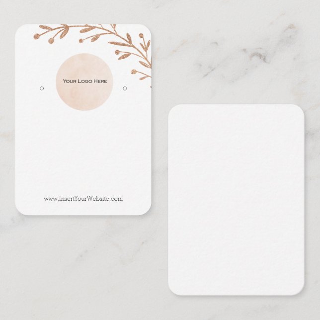 Your Logo Floral Leaf Boho Earring Display Card  (Front/Back)