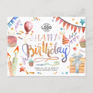 Your Logo Fun Colourful Party Business Birthday Holiday Postcard