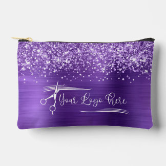 Your Logo Glittery Amethyst Glam Accessory Pouch