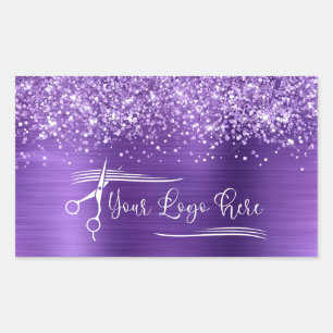 Your Logo Glittery Amethyst Glam Rectangular Sticker