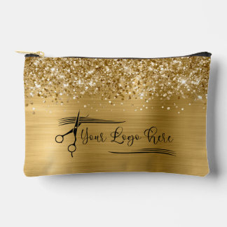 Your Logo Glittery Gold Glam Accessory Pouch