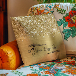 Your Logo Glittery Gold Glam Cushion