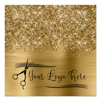 Your Logo Glittery Gold Glam Poster