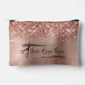Your Logo Glittery Rose Gold Glam Accessory Pouch
