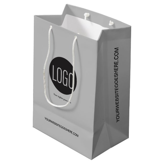 Your logo goes here custom business Mod grey Medium Gift Bag (Back Angled)