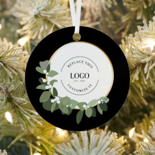 Your logo goes here Holiday Modern Wreath Business Metal Tree Decoration