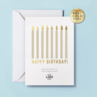 Your Logo Gold Foil Candles Business Birthday Card