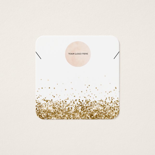 Your Logo Gold Glitter Necklace Display Card (Front)