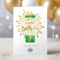 Your Logo Green Gift Gold Fireworks Group Birthday