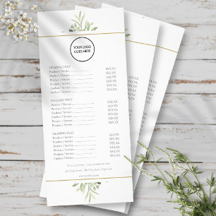 Your Logo Greenery Salon Service Menu