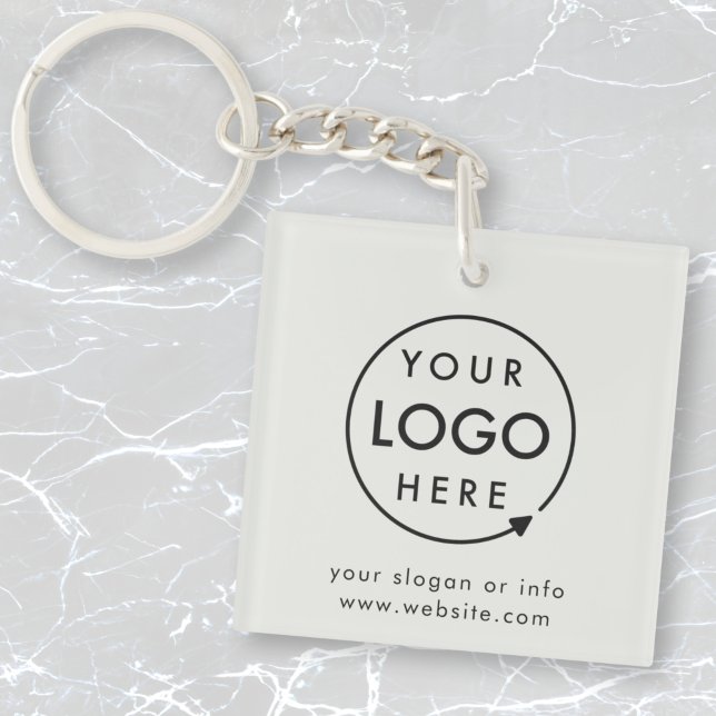 Your Logo | Grey Silver Business Corporate Modern Key Ring (Minimal company branded keychains for small business office keys, gifting & promotional swag.)