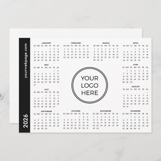 Your Logo Here 2026 white Magnetic Calendar Holiday Card (Front/Back)