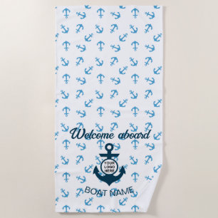 Your logo here anchor nautical modern summer  beach towel