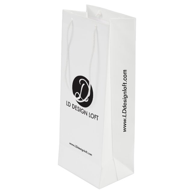 Your Logo Here and website Corporate Wine bag (Back Angled)