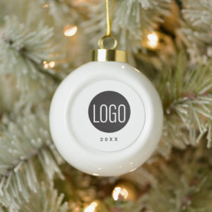 Your logo here and Year Christmas  Ceramic Ball Christmas Ornament