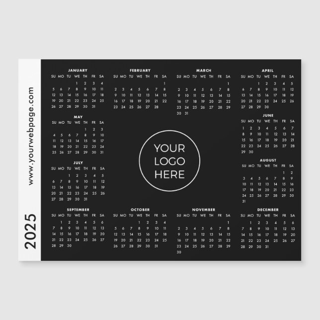 Your Logo Here Black 2025 Magnetic Calendar (Front)