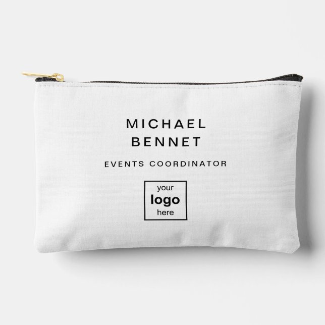 Your Logo Here Black And White Professional Accessory Pouch (Front)