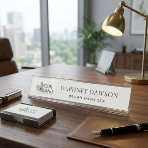 Your Logo Here Business Company Branded Desk Name Plate