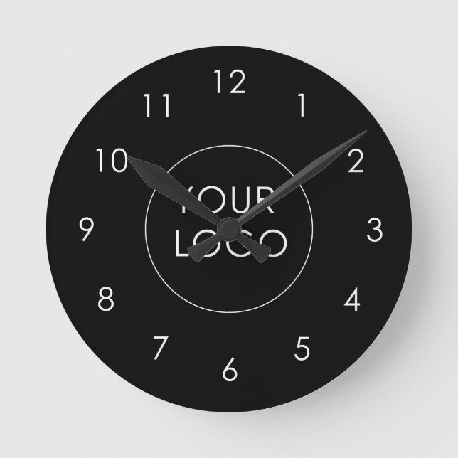Your Logo Here Business Company Corporate Black Round Clock (Front)