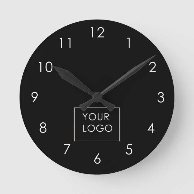 Your Logo Here Business Company Corporate Black Round Clock (Front)