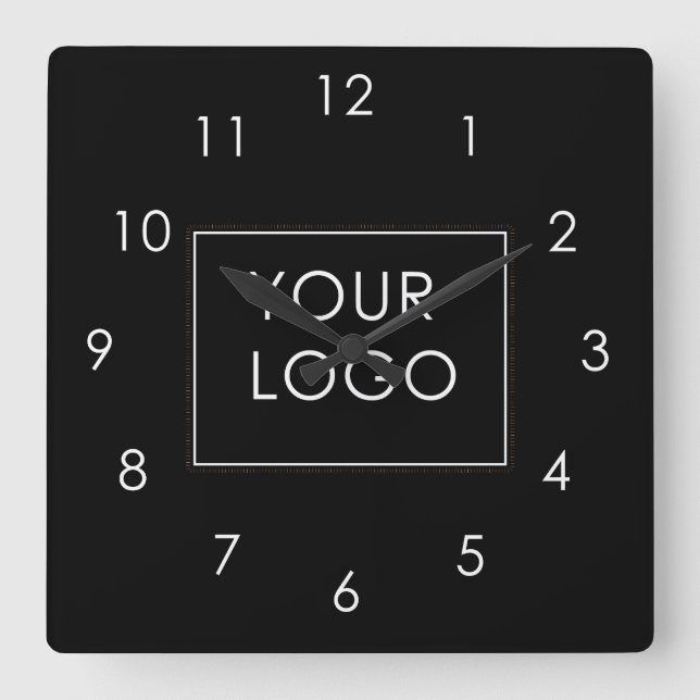 Your Logo Here Business Company Corporate Black Square Wall Clock (Front)