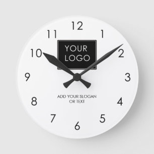 Your Logo Here Business Company Corporate White Round Clock