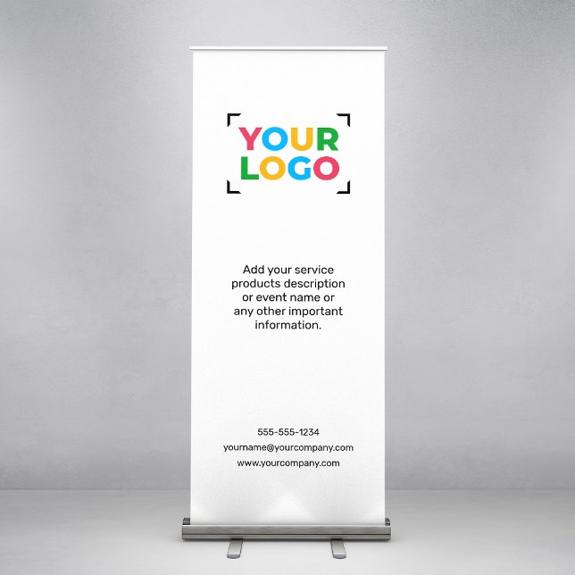 Your Logo Here Business Simple White Retractable Banner (Creator Uploaded)