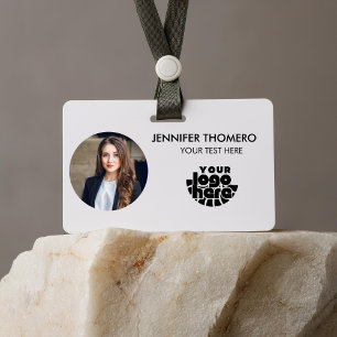 Your Logo Here Company Business QR Code Photo Name ID Badge